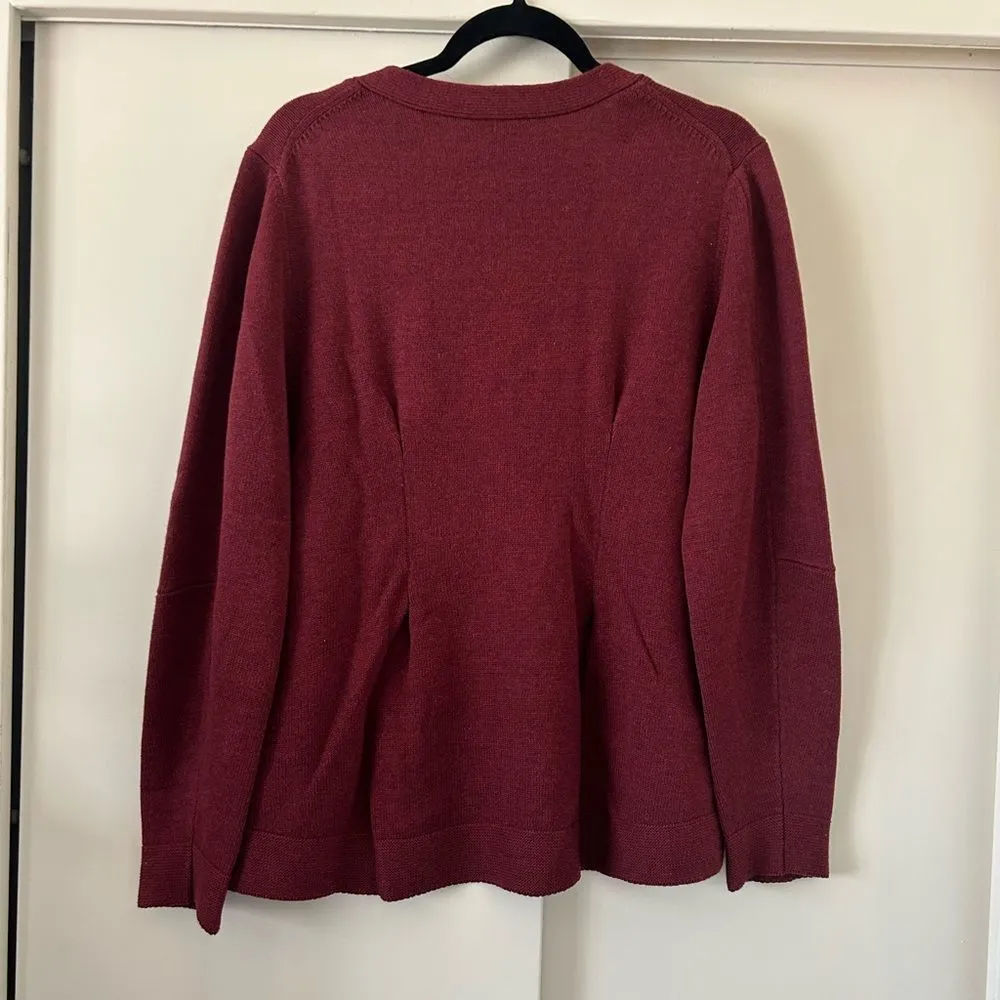 CAbi Catch Cardigan Style #3529 Burgundy Red Button Down V-Neck Sweater Large - Image 8