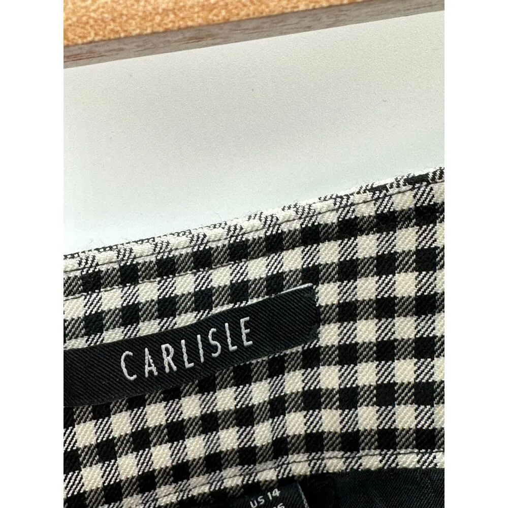 Carlisle Pants Women 14 Black Cream Checkered Wool Blend Hidden Side Zip - Image 5