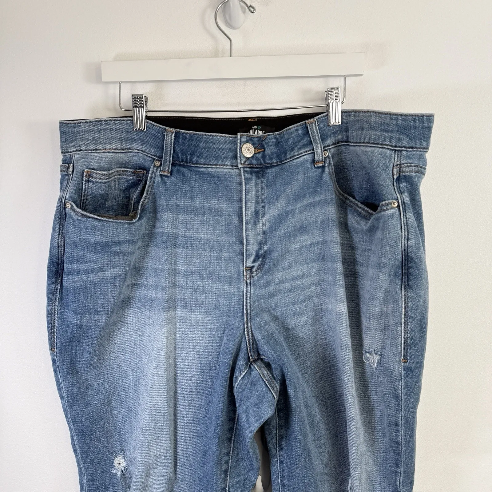 Lularoe Magic Waist Light Wash Skinny Leg Jeans Hi Rise Stretch Distress Plus 40 - Image 2