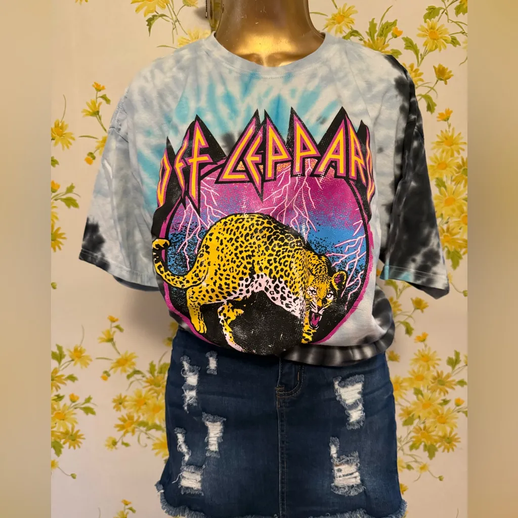 NWOT Def Leppard High N Dry Tie Dye metal rock Official T-Shirt dress size XL - Image 4