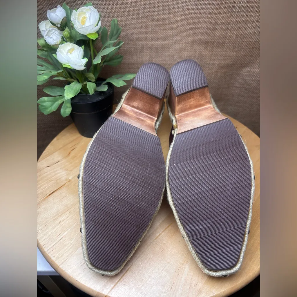 🌼RARE VTG Paris Blues size #9 Brown Floral Women's Clogs daysi print cow 🐄 🌼 - Image 6