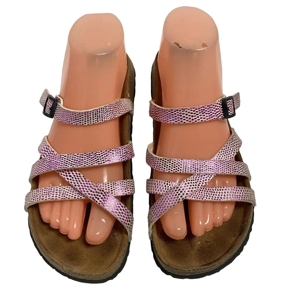 Birkenstock Betula Pink Strappy sandals 38 US 7 Slip On Beach Walking Comfy - Image 12
