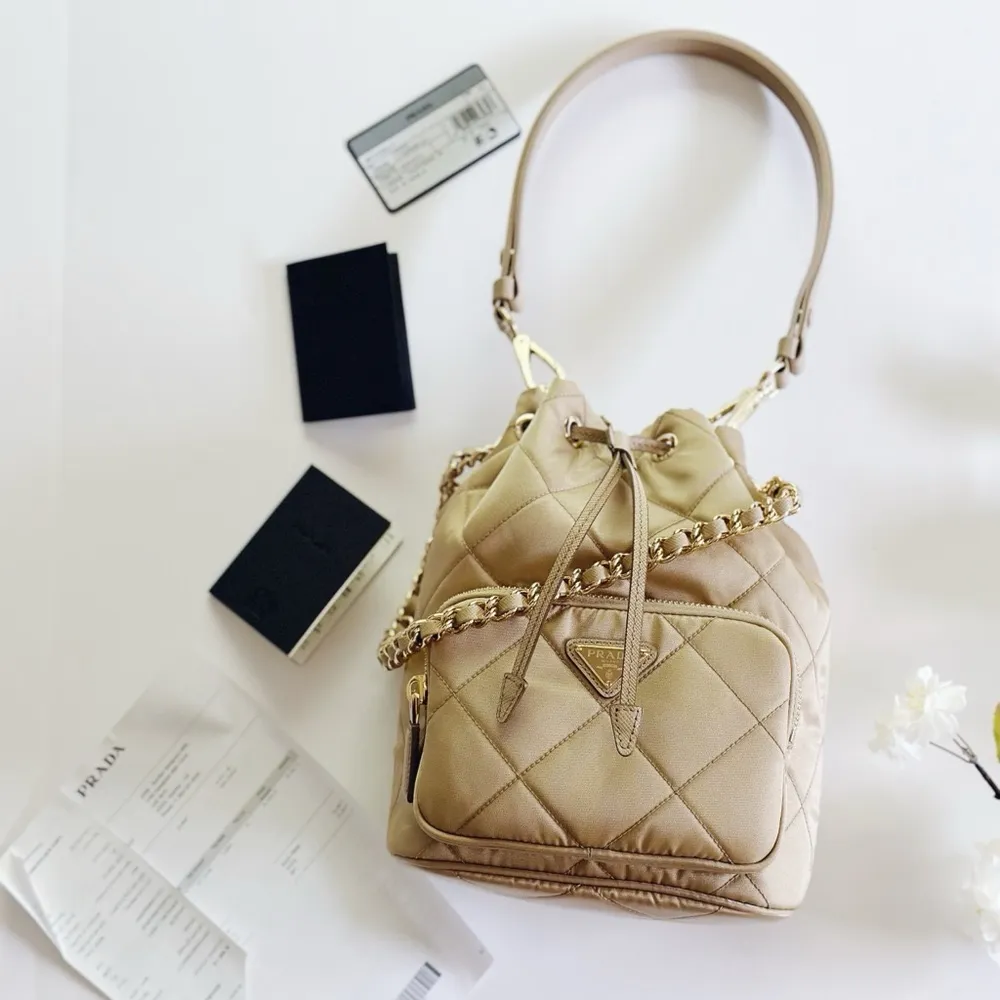 NEW Prada Re-Edition 1995 Chaîne Re-Nylon Shoulder Bag Desert Beige Quilted RARE - Image 8