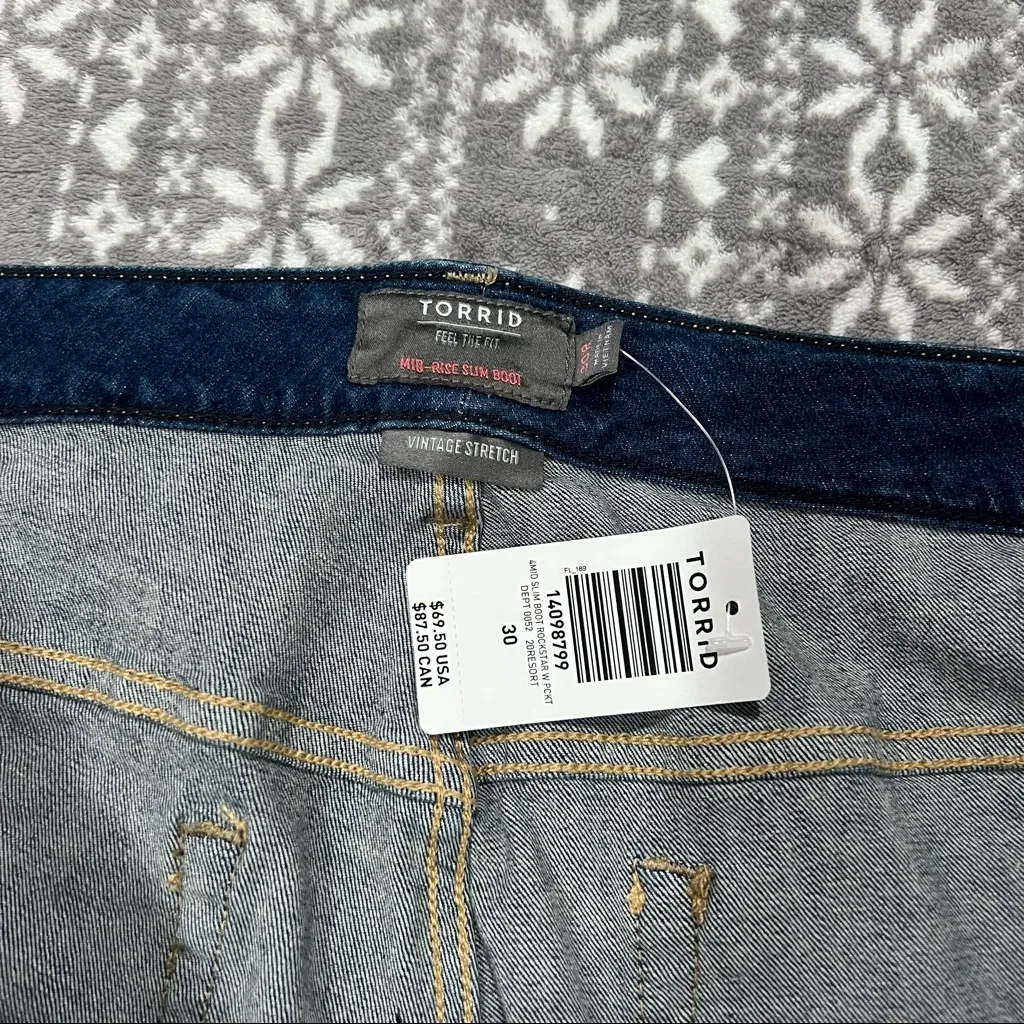 Torrid Slim‎ Boot Vintage Stretch Mid Rise Jeans In Rockstar Size 30R - Image 8