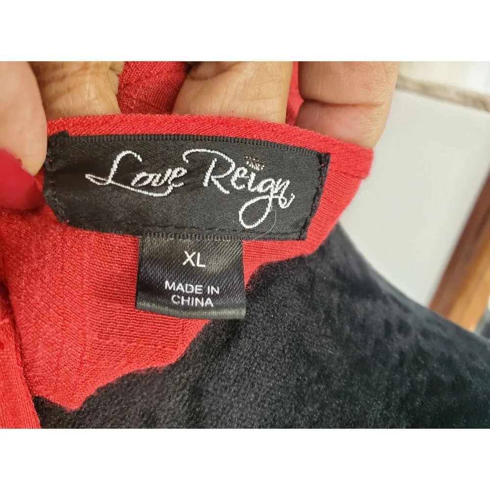 Love Reign Women's Solid Red Polyester Round Neck Sleeveless Long Maxi Dress XL - Image 9