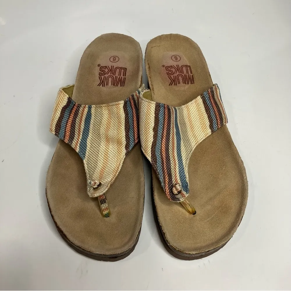 Muk‎ Luks wedge cork flip flops size 6 Brown - Image 2