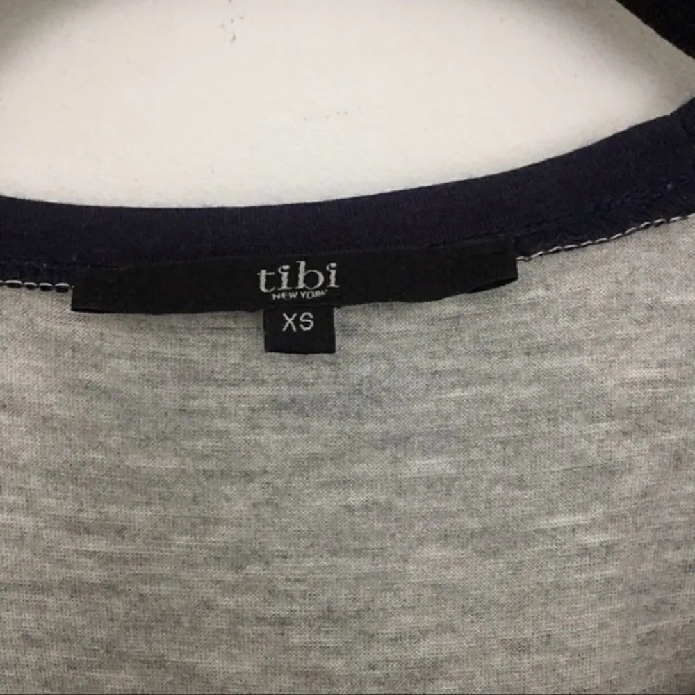 Tibi Gray Long Sleeve Top with Lace Overlay | Contrast Trim | Size XS - Image 4