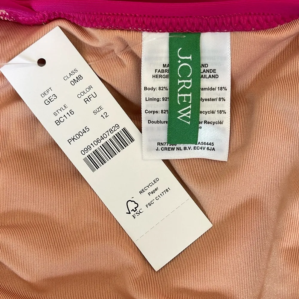 J. Crew Radiant Fuchsia Pink Retro Ruched V-Neck One Piece Statement Swimsuit - Image 6