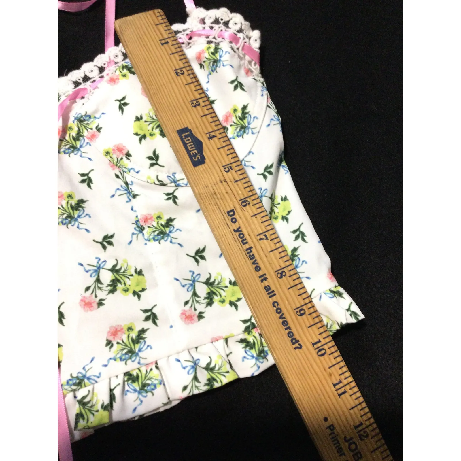 CIDER Floral Smocked Corset Top Pink Ribbon Bows Cottagecore Kawaii S - Image 5