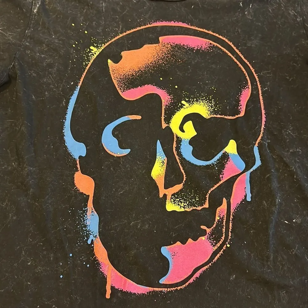 Chrldr Women’s Black Neon Multi Colored Skull - Image 2