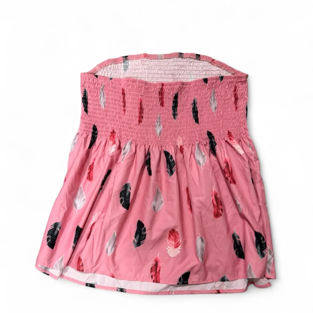 SHEIN Pink Feather Print Crop Top - Image 2