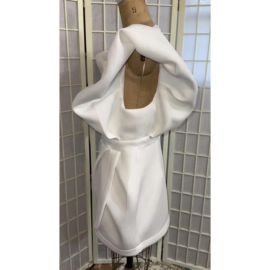 Bibi Bridal Shower White Dress Puff Icon Bride Bachelorette Reception Dress XL - Image 4