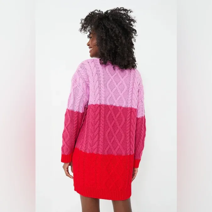 Hyacinth House Color Block Scarlett Sweater Dress in Pink and Red Multi Size S - Image 4