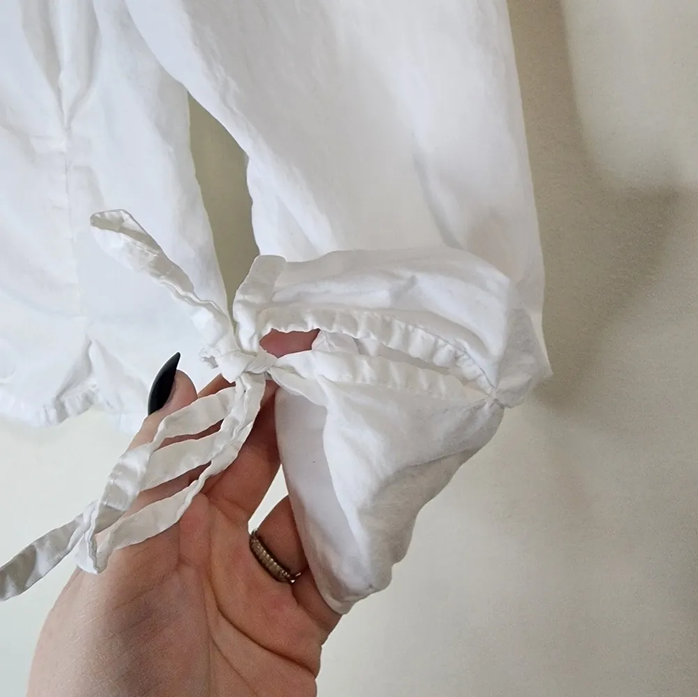 Lacausa White Button Front 5% Silk Blend Long Sleeve Women XS Modern Blouse - Image 3