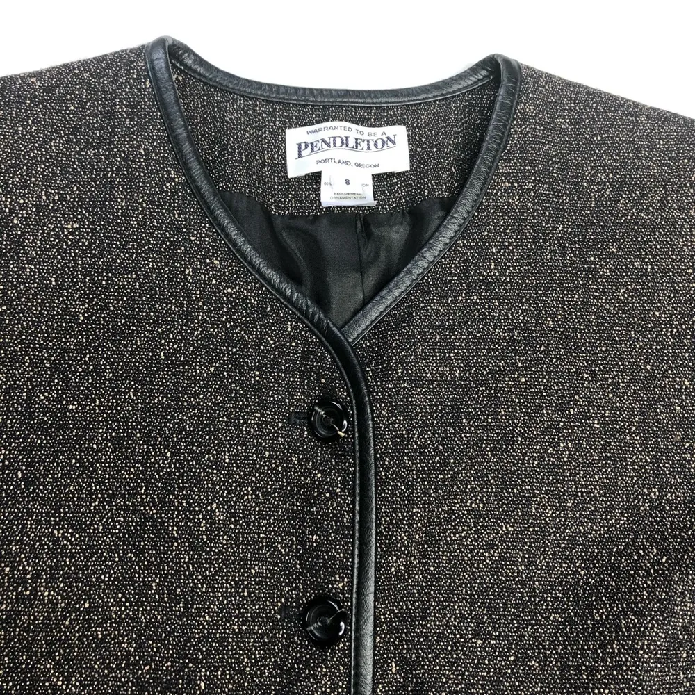 Pendleton Blazer Wool Blend Leather Trim - Image 3