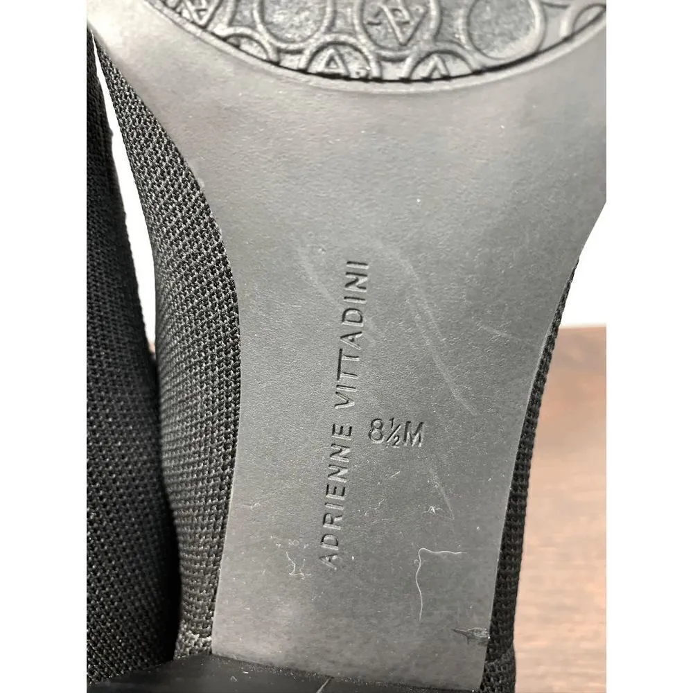 Adrienne Vittadini Women's Square Toe Knitted Black Block Heel Pumps Size 8.5M - Image 9