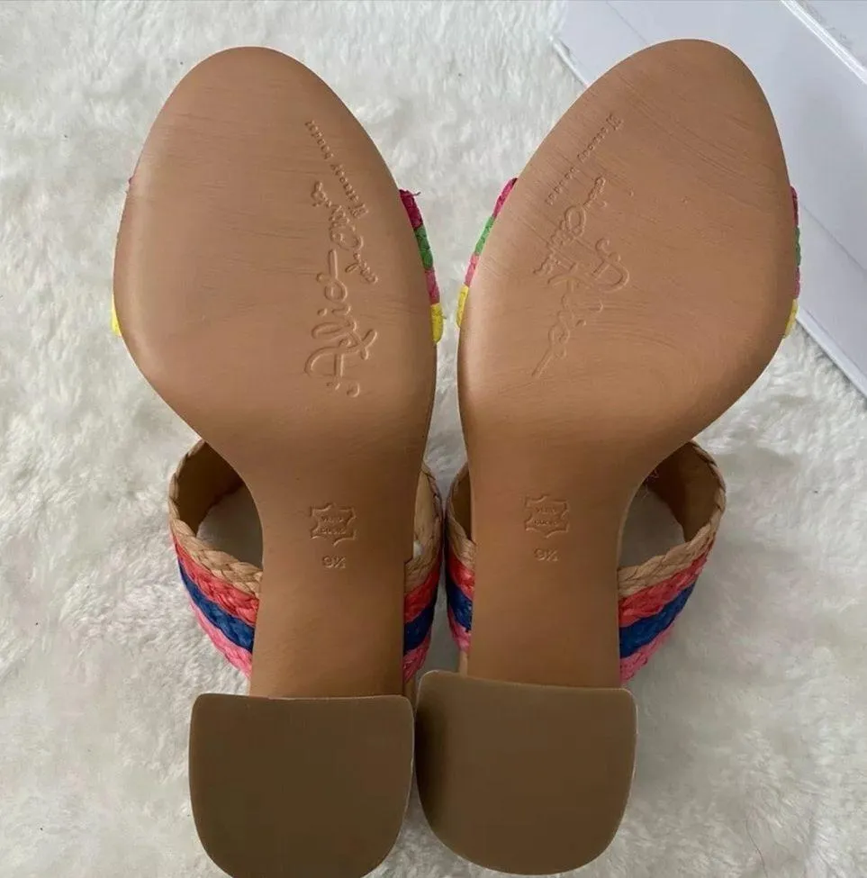 Alice + Olivia Leeda rainbow raffia mules sandals - Image 8