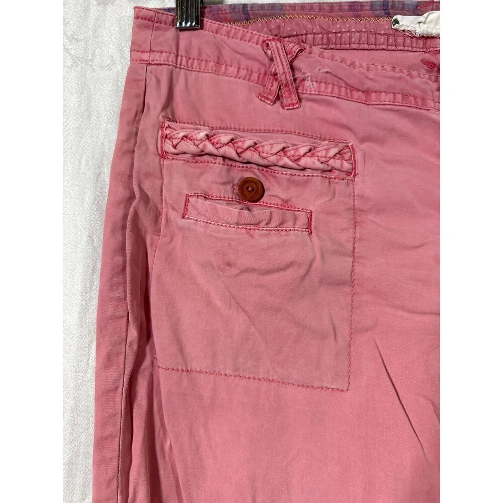 HeiHei Pants 12 Salmon Pink Patch Pockets Braiding Detail Anthropologie Stretch - Image 3