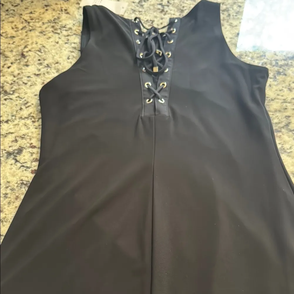 Black Sleeveless Midi Dress with Lace-Up Back - Image 5