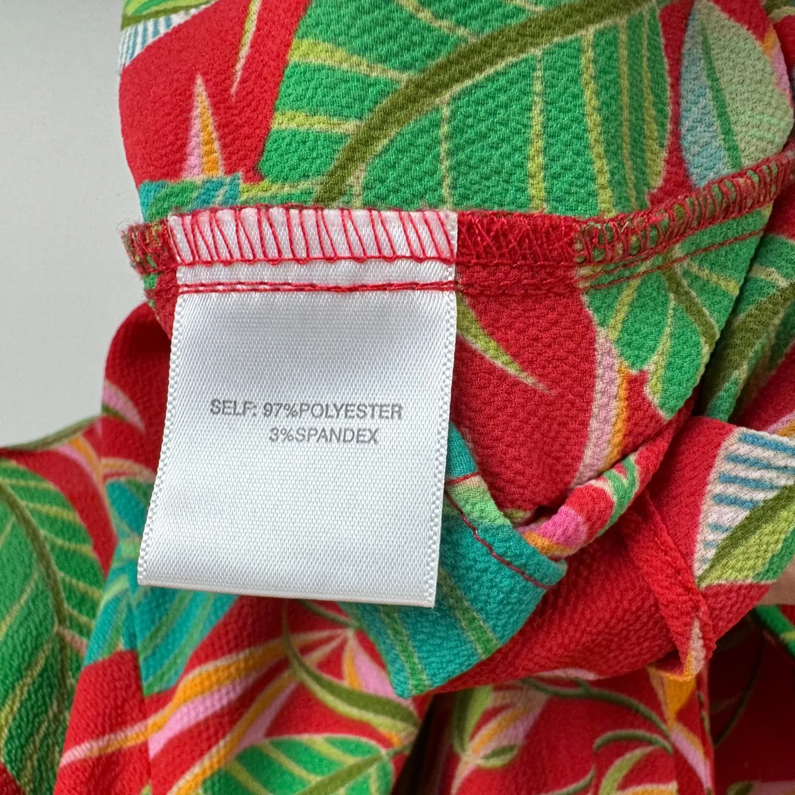Rose + Olive Tropical Blouse‎ Size 1X Multicolor Leaf Print V - Image 7