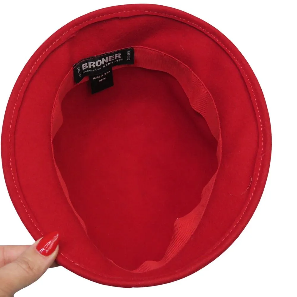 1970s Vintage Broner Vintage Red Bowler Hat Chic Red Wool Hat with Black Button - Image 6