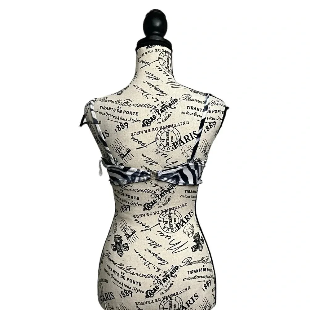 NORMA KAMALI X Underwire Bikini Top Blue White Chevron Strappy Outdoor Beach XXS - Image 5