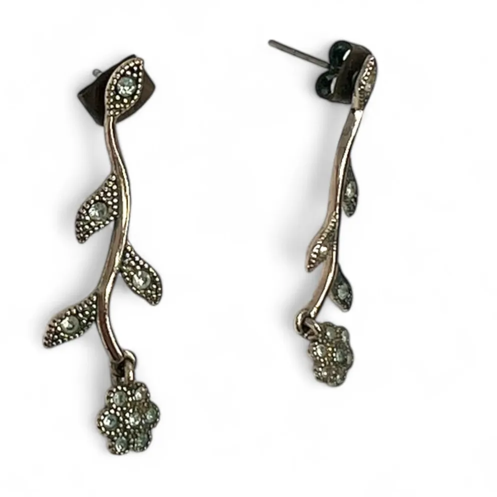 Silpada sterling silver plated marcasite flower earring Leaves zirconia drops - Image 2