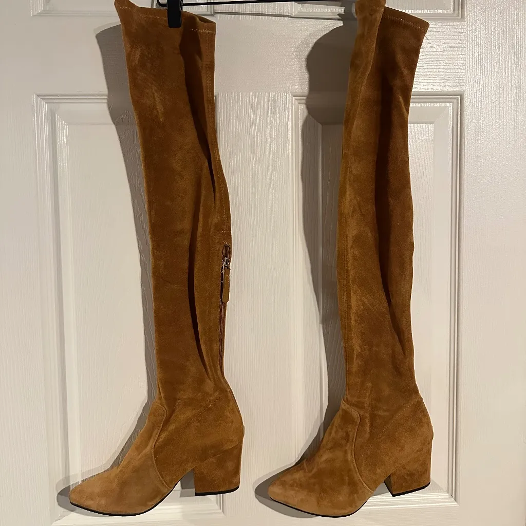 Goodnight Macaroon 'Marlo' Tan Over The Knee Suede Leather Boots - Image 6