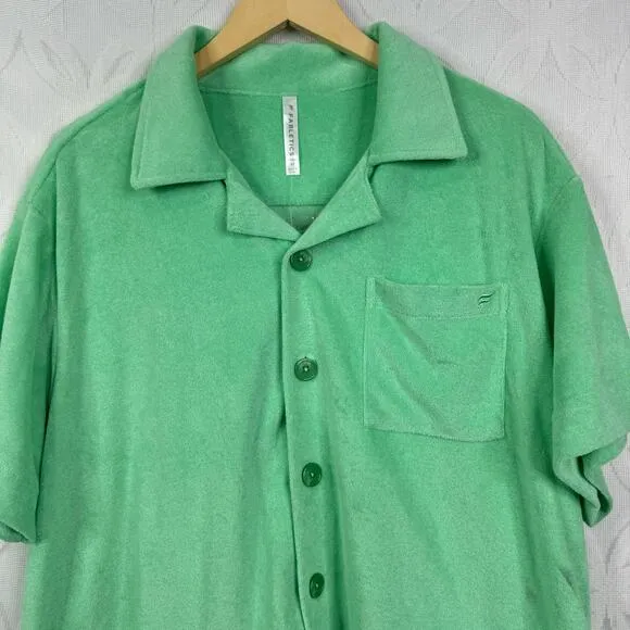 Fabletics Island Terry Boxy Button Up Size M in‎ Tropical Water NWT - Image 4
