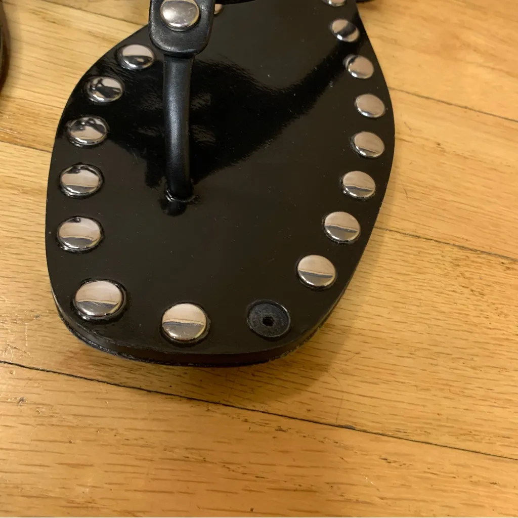 Tory Burch Black Miller Stud Thong Sandals - Size 7 - Image 4