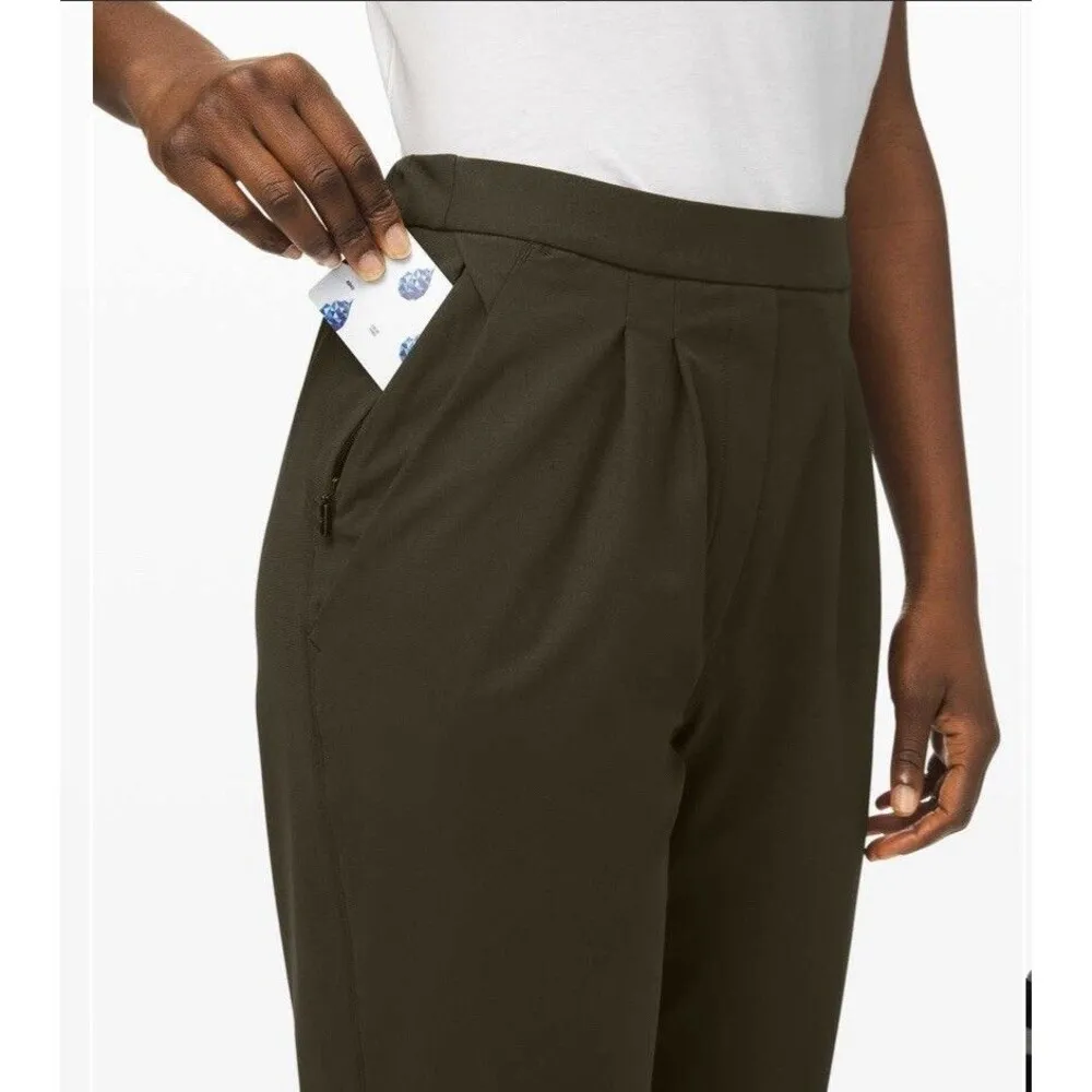 Lululemon Essential High Rise Trouser Pant SZ 8 Women In Dark Olive Athleisure Green - Image 9