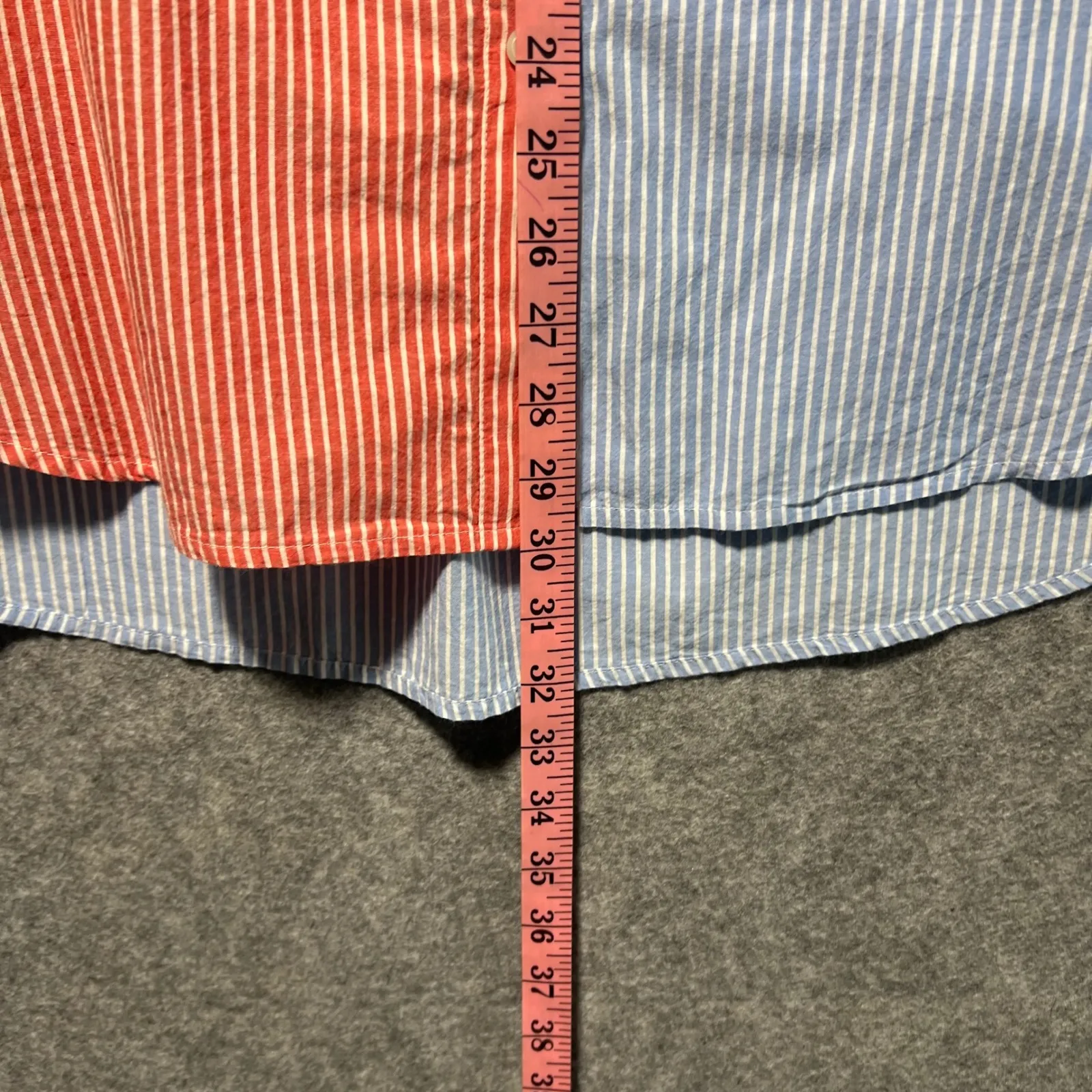 Abound Colorblock Striped Button Up Shirt Tie Cuff Top Cotton Medium - Image 6