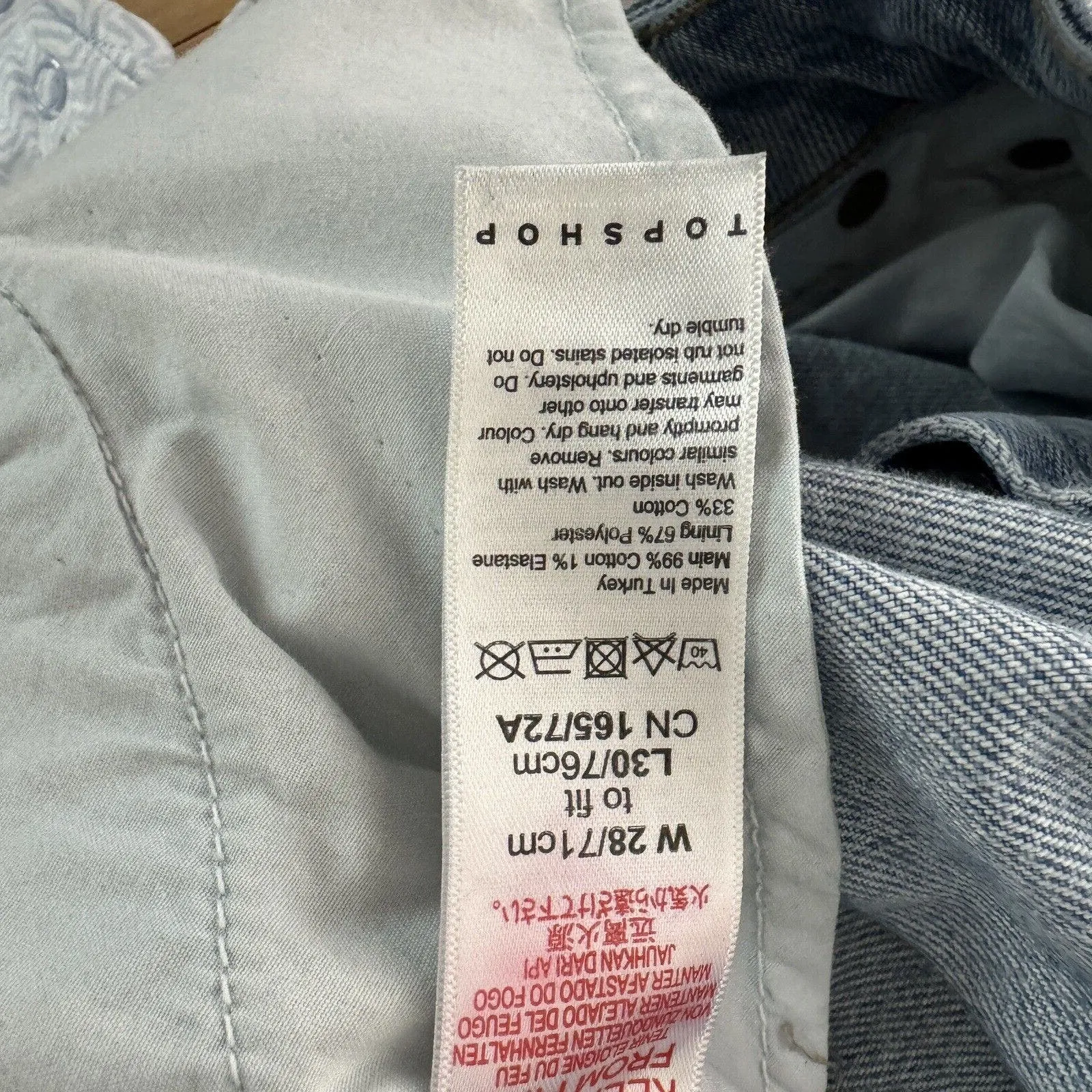 TopShop Jeans Women‎ 4 28" Blue Straight Light Wash High Rise Fading Whiskering - Image 6