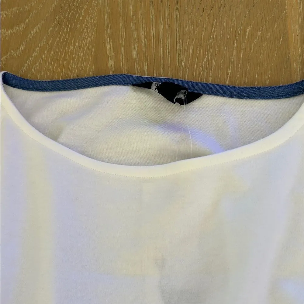 Lands' End 3/4 Sleeve Boat Neck Pima Cotton Tee, White, Size Medium, NWT - Image 8