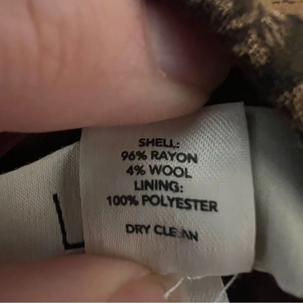 LOFT Paisley Boho Long Dress Cap Sleeve Size 16 Wool Blend Lined Surplice Modest - Image 8