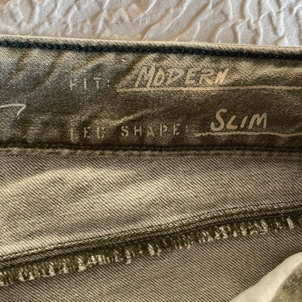 Eddie Bauer Vintage Modern Fit Slim Leg Denim Jeans Army/Gray Green Cargo Size 4 - Image 8