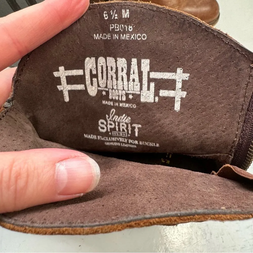 Corral Tan Leather Women's Short Ankle Boots Booties Size 6.5 - Image 7