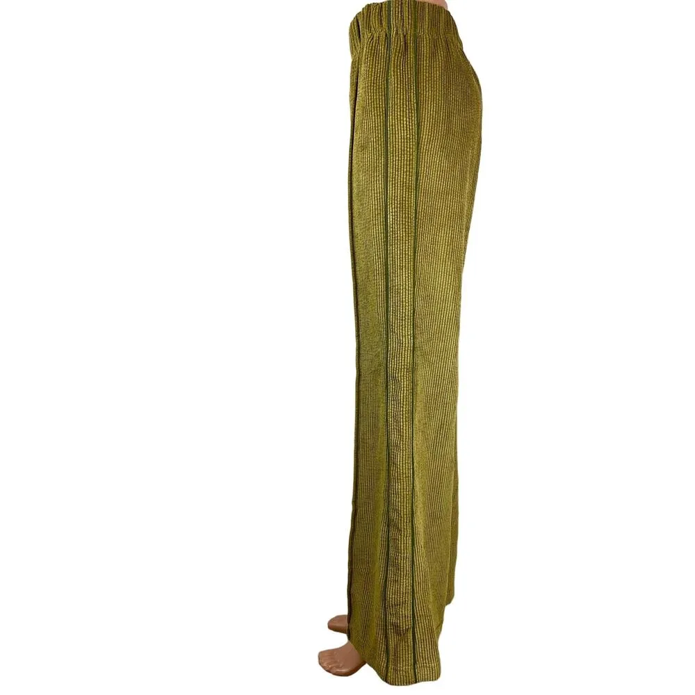 BDG Urban Outfitters Green Corduroy Flared Wide Leg Pull On Ankle Pants Size 26 - Image 2