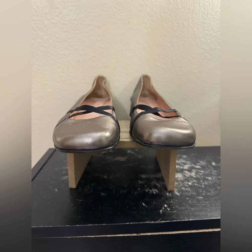 Anyi Lu Pewter Leather Criss Cross Straps Shoes EU 40 US 9 - Image 5