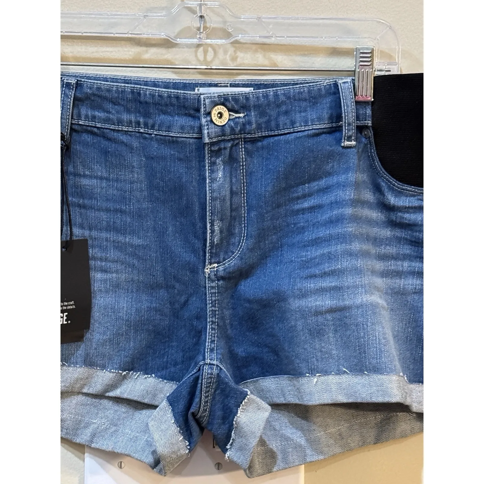Paige‎ Jimmy Jimmy Jean Shorts Size 34 Maternity Blue Mid Rise Stretch Finnick - Image 2