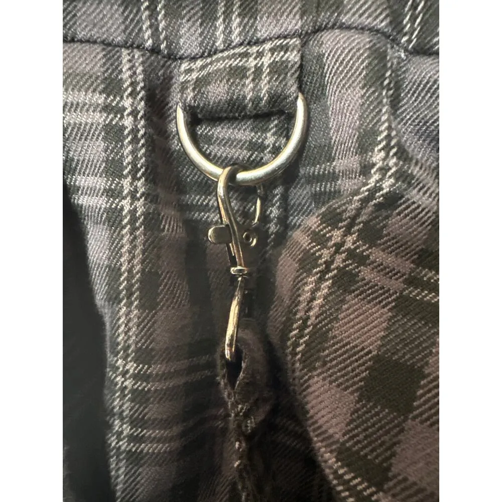 Hot Topic Black & Grey Pleated Plaid Suspender Mini Skirt size small - Image 4