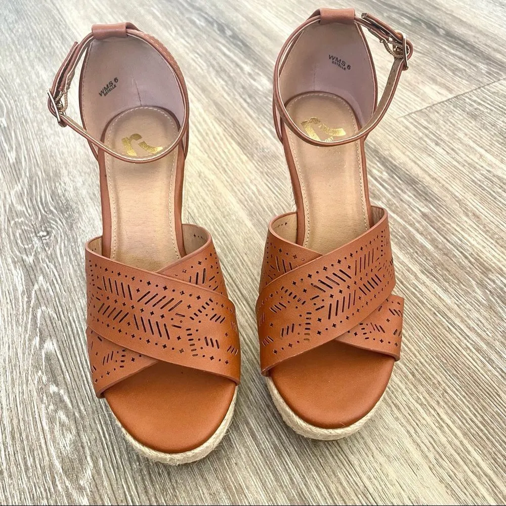 Report Estelle open toe brown ankle strap espadrille sandal Size 6 - Image 2
