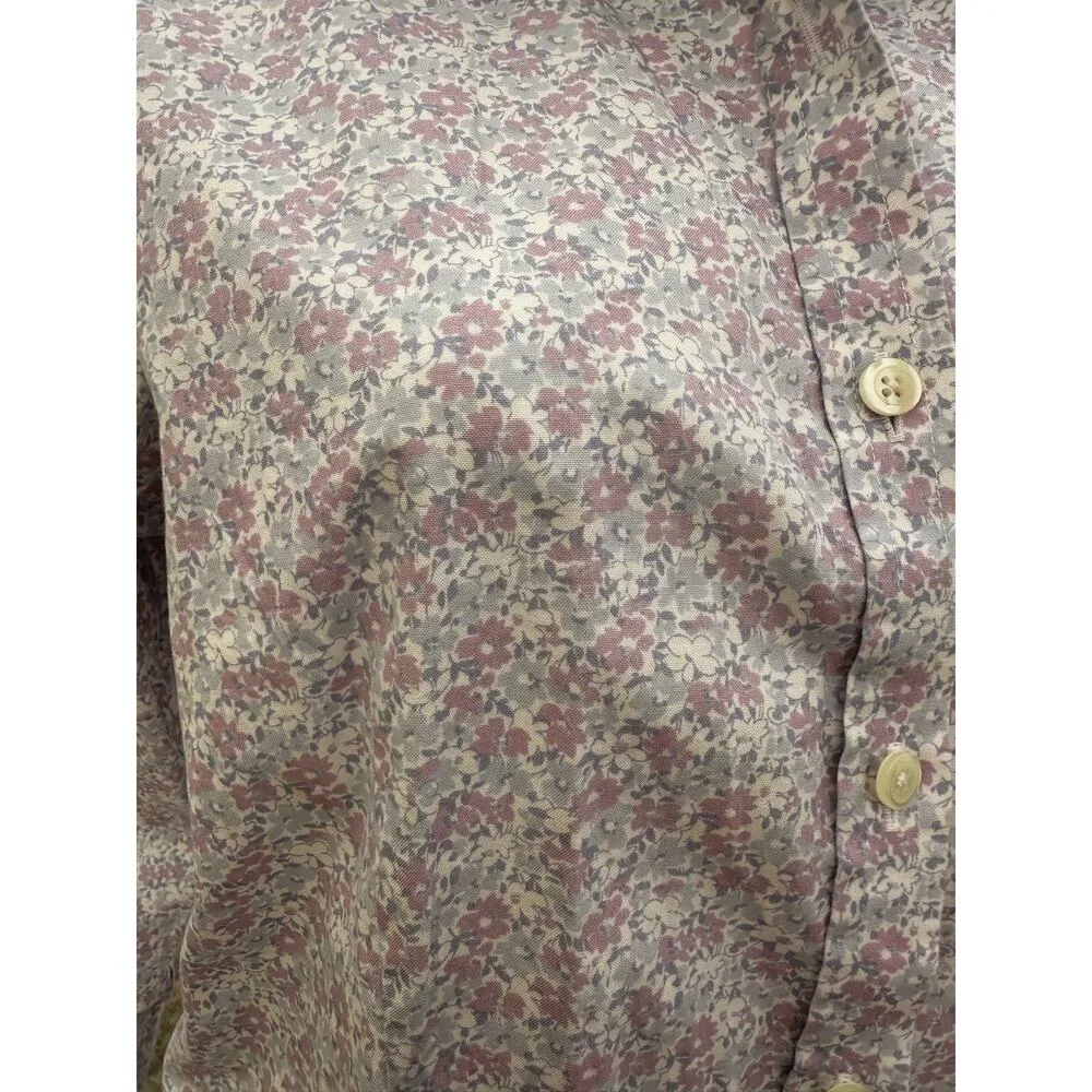 Vintage LL Bean Light Purple Floral Button Up Medium - Image 9