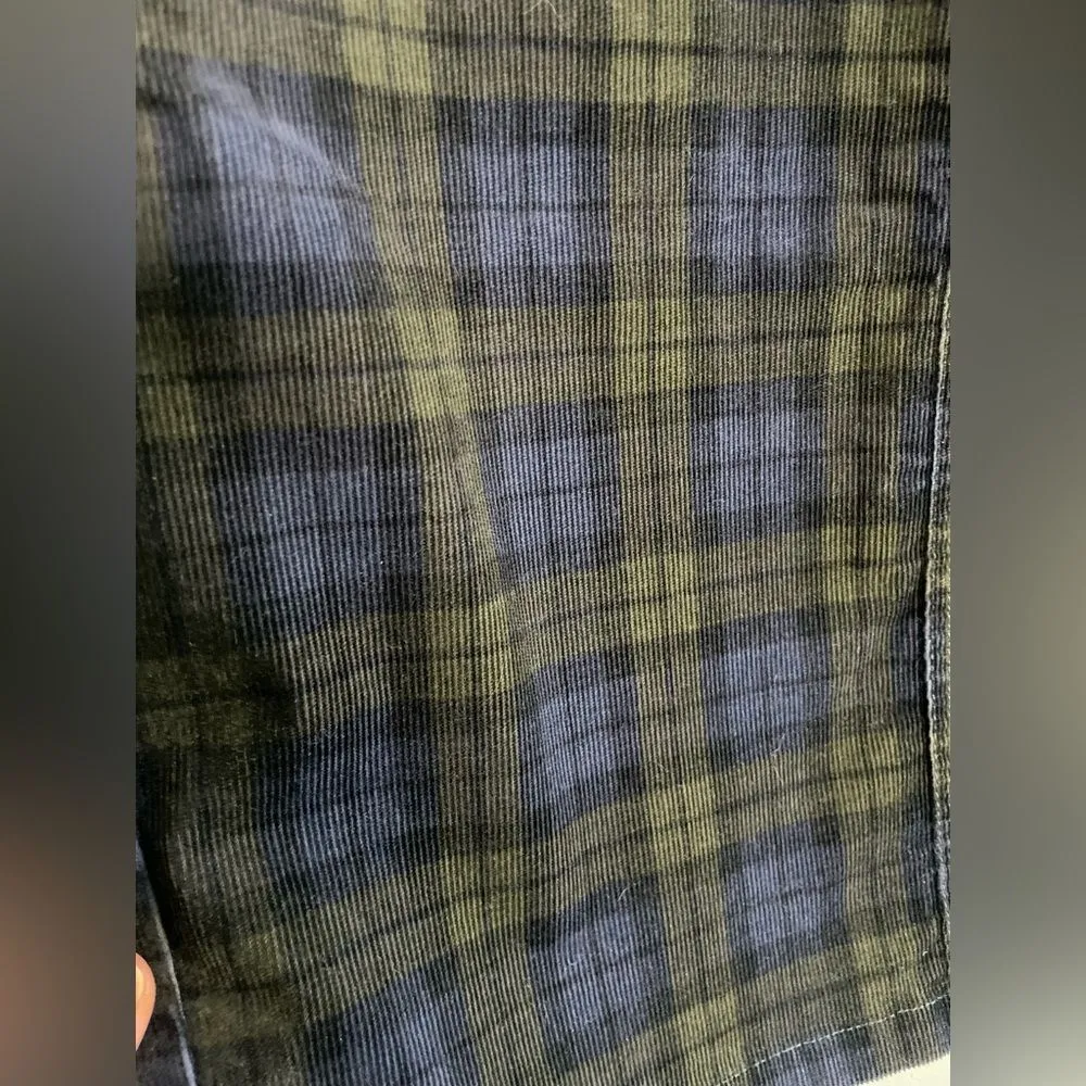 L.L. Bean Corduroy Black Blue Green Tartan Plaid Pencil Skirt Women’s 8 Petite - Image 3