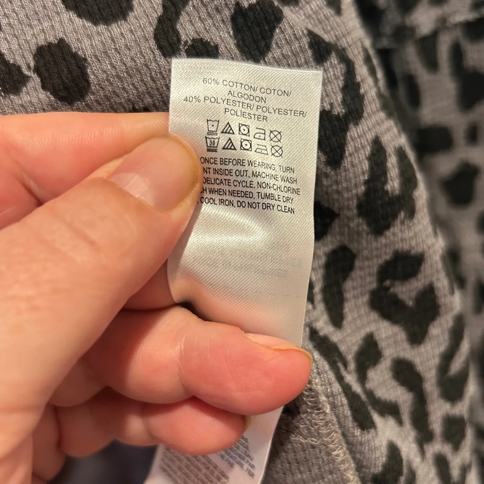Lucky Brand Leopard Print Long Sleeve Thermal Top Women Size Large‎ Boho Grunge - Image 8
