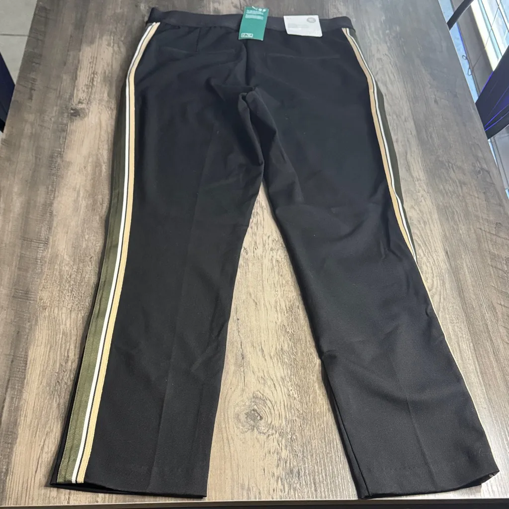 H&M Black Cigarette Pants with Olive and Tan Stripe - Image 5