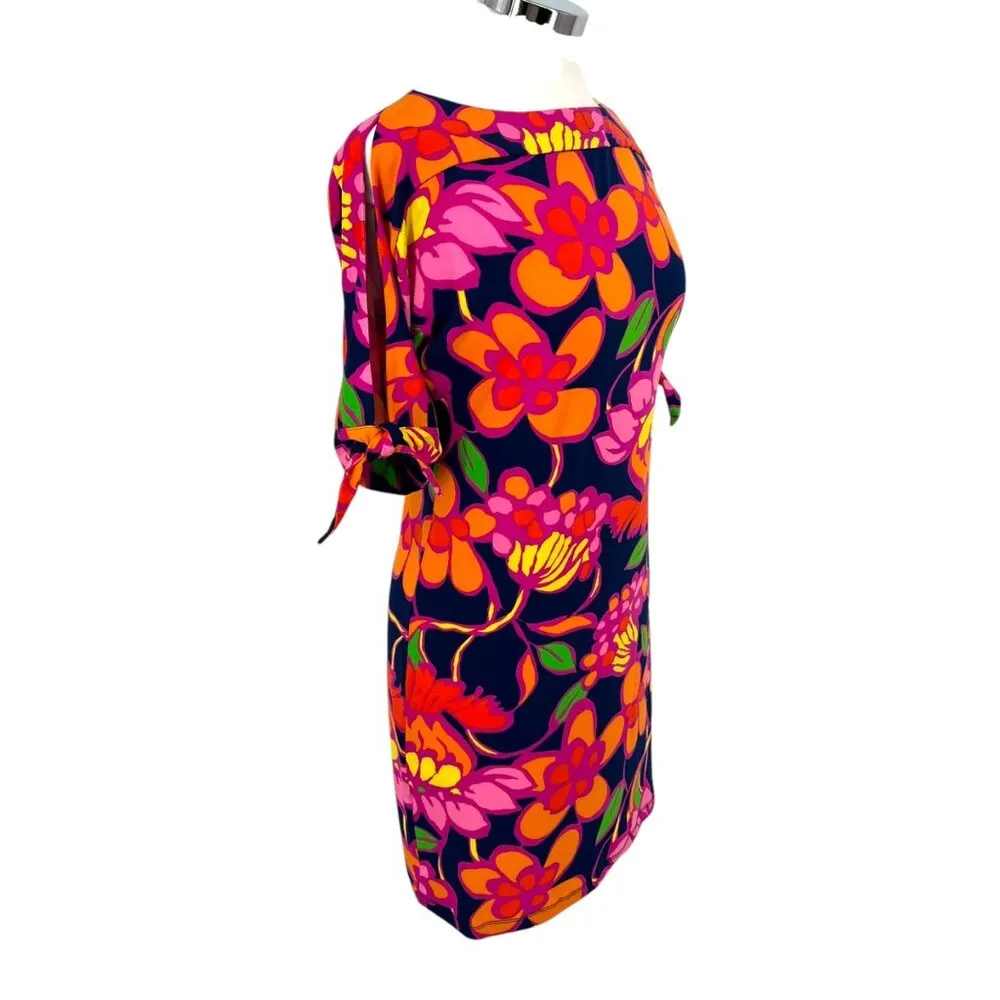 Trina Turk Floral Jersey Split Sleeve Boat Neck Dress Size XS Pink Orange NWT - Image 5
