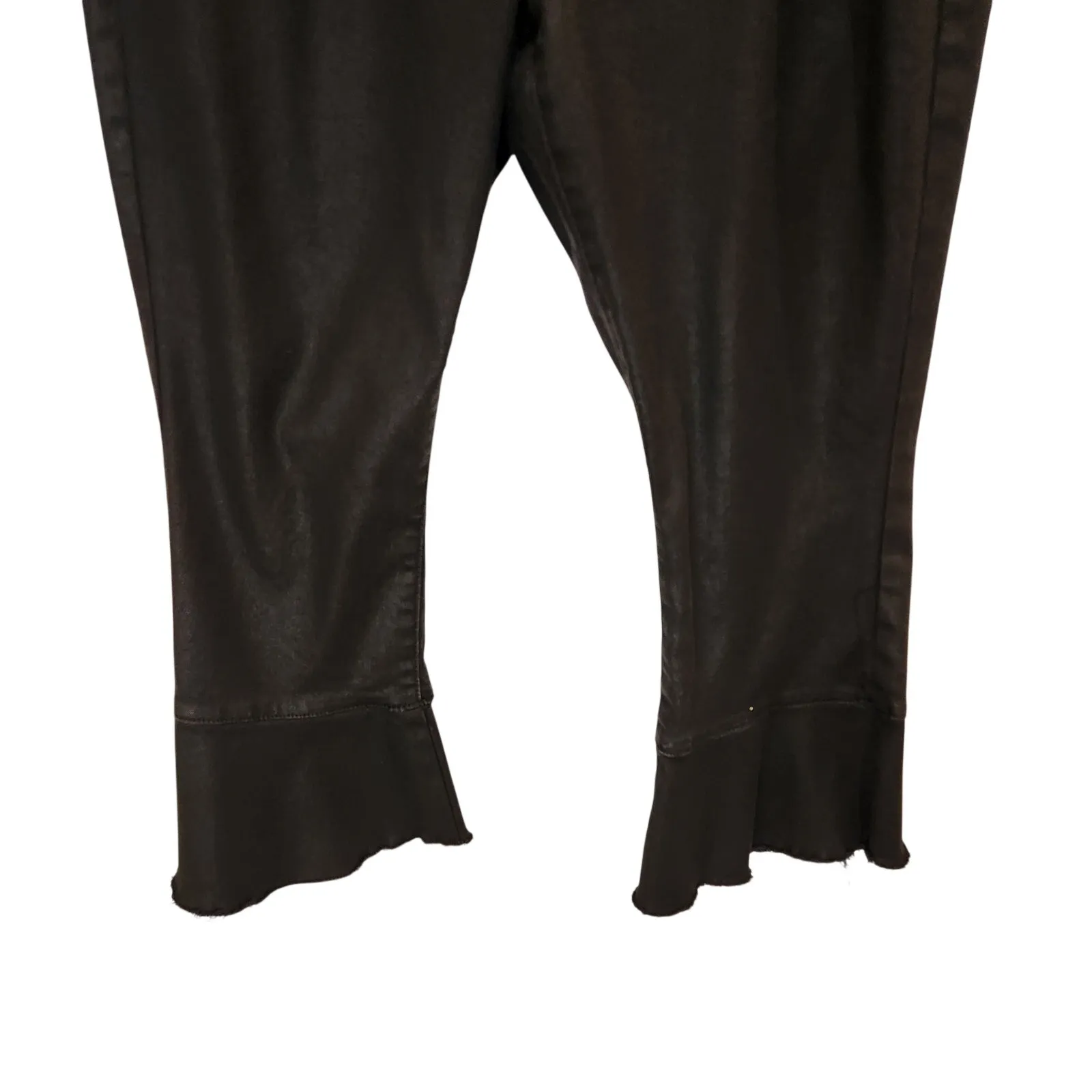 Lane Bryant Black Frayed Hem Faux Leather Hi-Rise Skinny Flare Trouser Pants 18R - Image 5