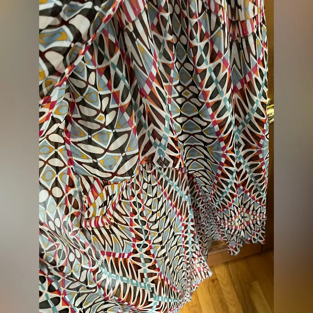 Romeo & Juliet Couture multicolor sheer high-low Maxi Dress in medium - Image 5