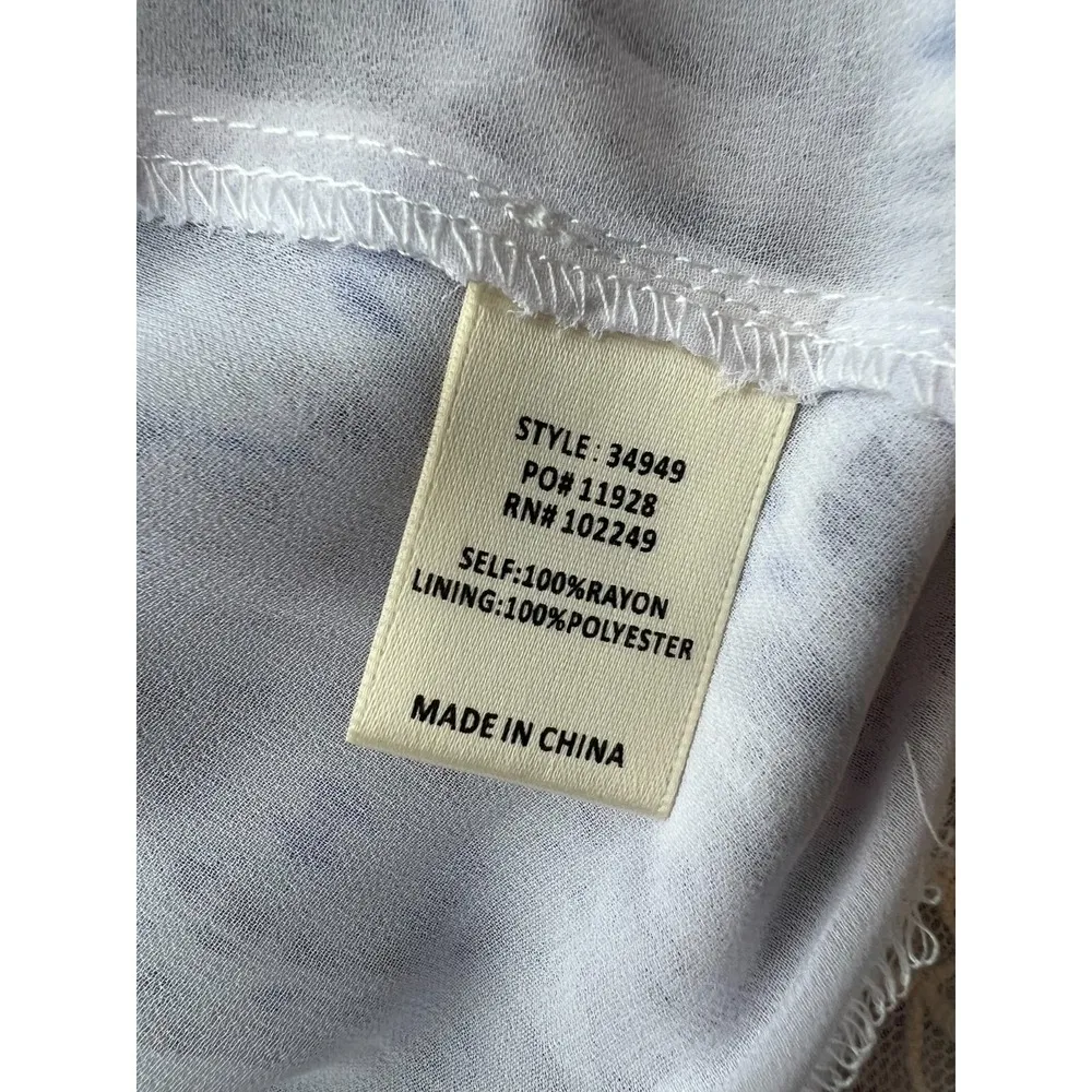 NWT Stitch Fix Langlock Cold Shoulder Blouse Large Skies are Blue shirt Lace Hem - Image 6